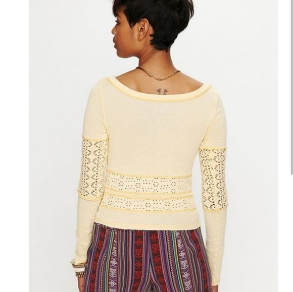 free PEOPLE we the free boho girlie greaser top yellow xs - Picture 2 of 9